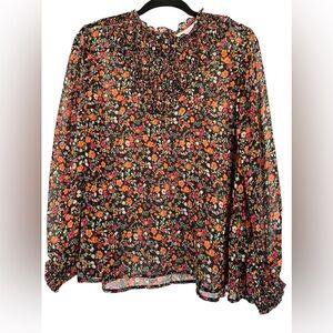 Topshop floral sheer long sleeve top